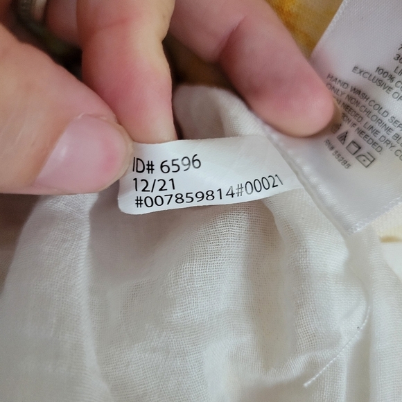 Express Yellow Gold Printed Flutter Sleeve Tie Front Midi Linen-Blend Dress Sz S - Picture 7 of 9